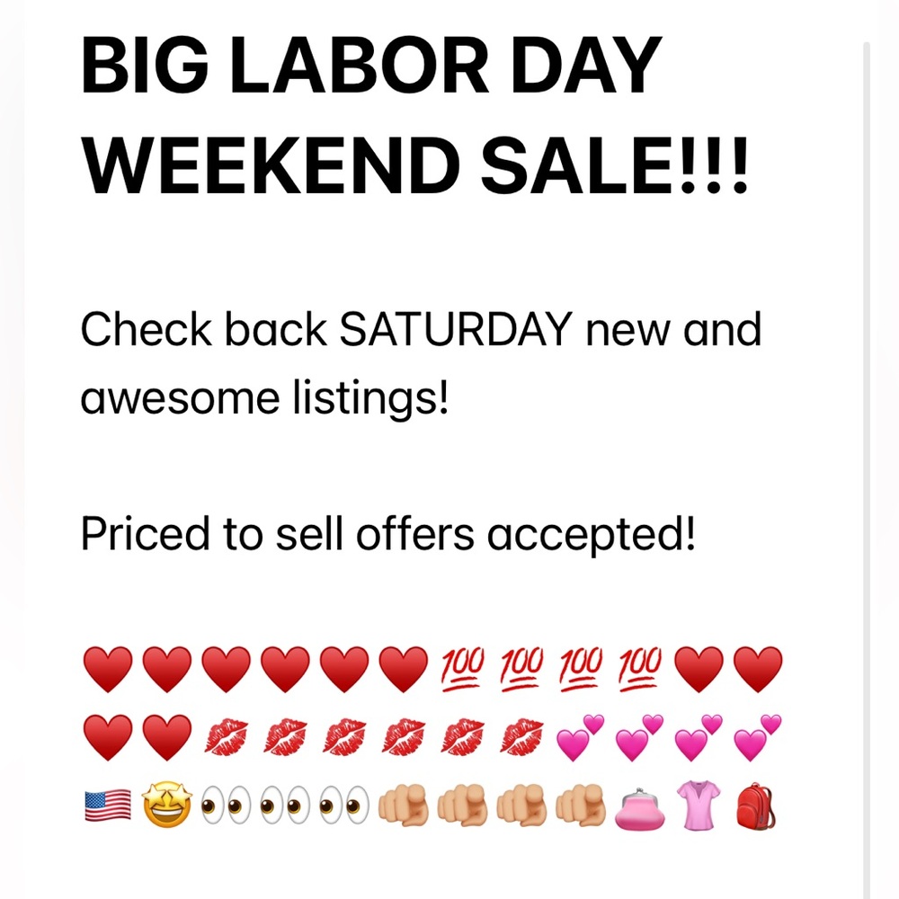 LABOR DAY WEEKEND SALE!!!!!